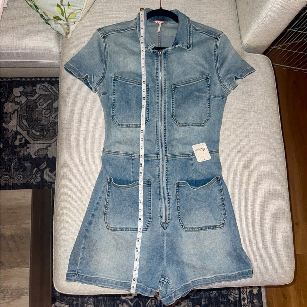 Free People - Denim Short Sleeve Romper NWT